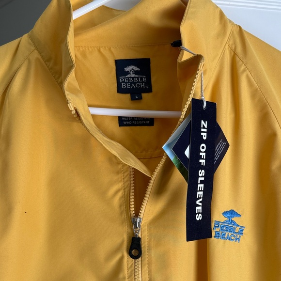 Men's Yellow PEBBLE BEACH Windbreaker with Zip-Off Sleeves 🏌️♂️⛳️ NWT! - Picture 2 of 3